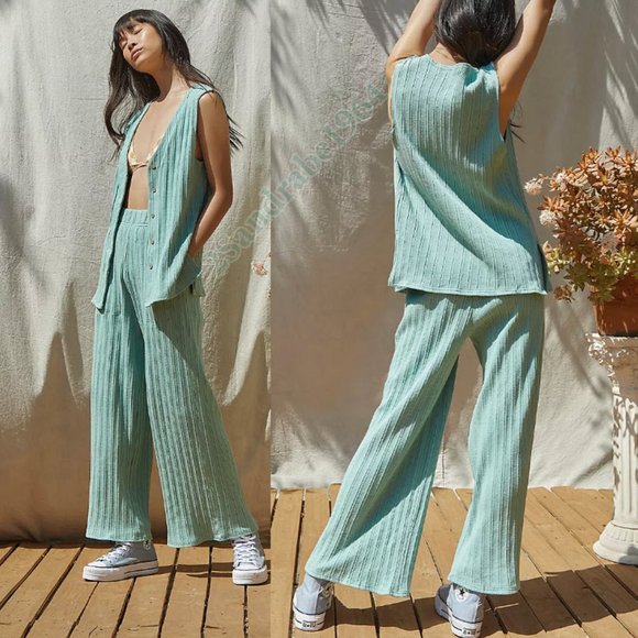 Free People Pants - Free People Dana Set - April Mist, Size: Medium